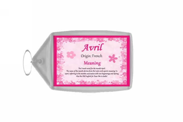 Avril Personalised Name Meaning Keyring