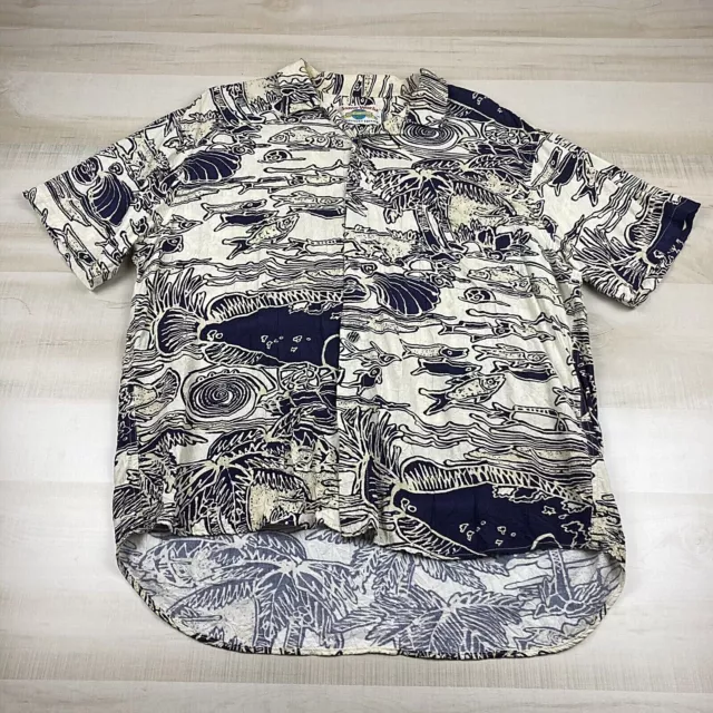 Vintage Jams World Shirt Adult Extra Large Fish 30th Anniversary Button Up Rayon