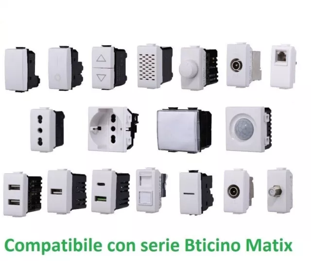 Frutti Serie Solar Compatibile bticino matix Prese Interruttori Lan Usb Supporti