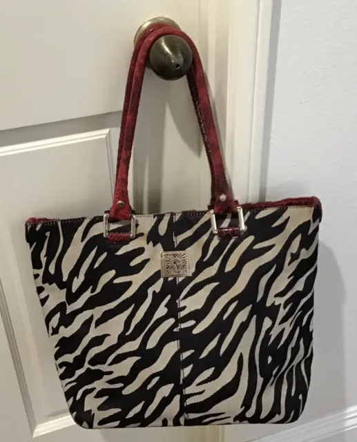 Anne Klein Zebra Animal Print Tote Medium Size Handbag In Beautiful Condition.