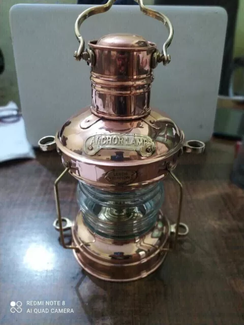 14" Copper & Brass Anchor Oil Lamp Maritime Ship Lantern Boat Light