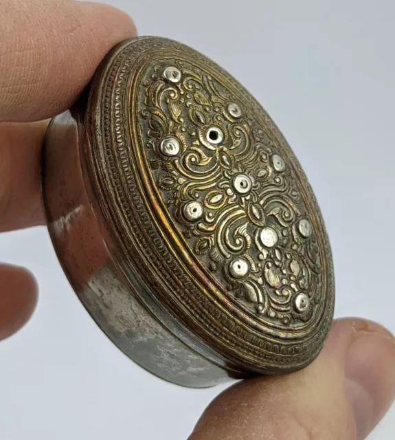 Thai / burmese Antique Silver Betel Lime box - c19th 34.5 gr Myanmar Thailand