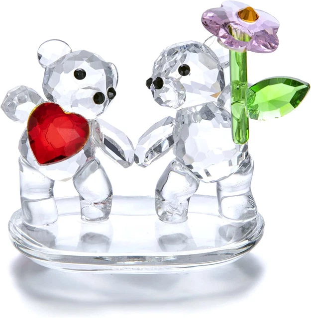 HYALINE & DORA Crystal Bear Figurine Handmade Glass Couple Bears Ornaments Birth