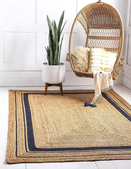 Alfombra de yute estilo trenzado alfombra de área reversible alfombra de...