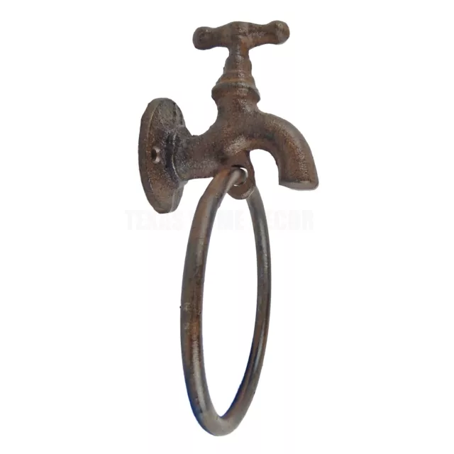 Cast Iron Faucet Spigot Towel Ring Wall Hanger Rustic Antique Industrial Style