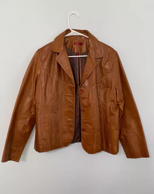 Vintage Wilson's Leather Brown Jacket Women's Size XL in Cognac/Chestnut Color
