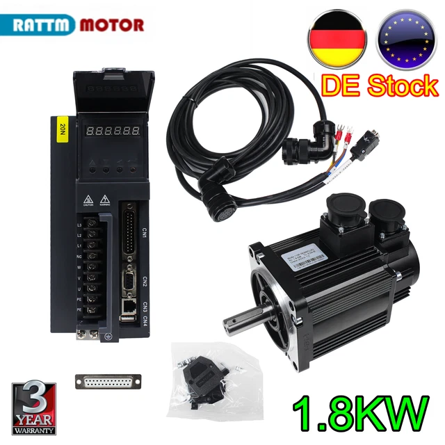 Servoazionamento AC 1.5 KW Con Motore 5 Nm 220V 3000RPM - Kit NEMA42 Con Cavi 3M