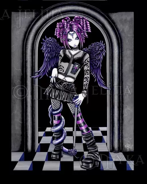 Pink Gothic Angel Art Myka Jelina Rocker Purple Snake Fairy Signed Print NATASHA
