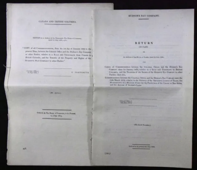 Lot of 2 Hudson Bay Company Documents dated July 6, 1863 and July 15, 1863