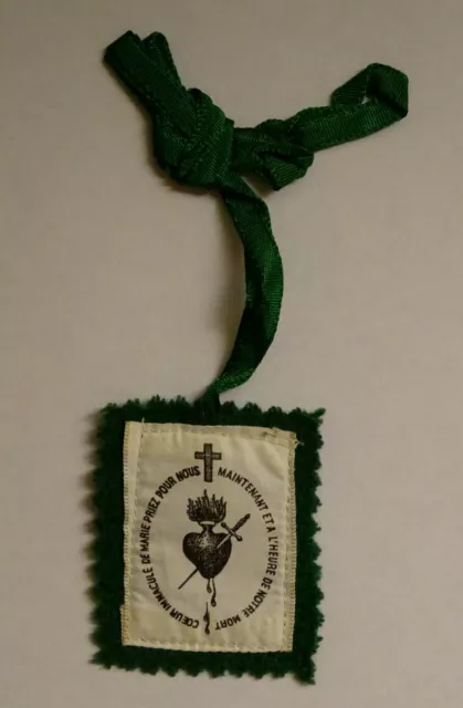 Vintage FABRIC SCAPULAR OF THE IMMACULATE HEART OF MARY - ON BOTH SIDES