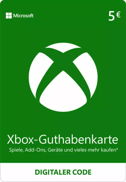 €5 Euro Xbox Live Card - 5 EURO Guthaben MS Xbox Live Digital Code - EU