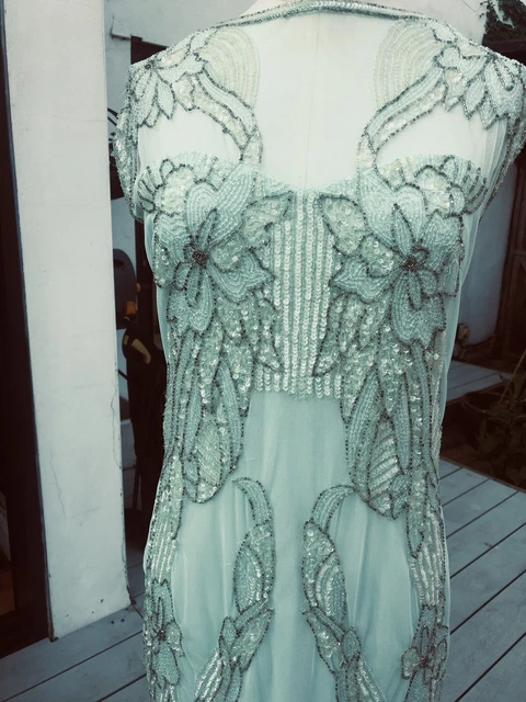 MISS SELFRIDGE SIZE 12 Mint Green Beaded Mesh Maxi Dress Art Deco Style Flapper 99.50 - PicClick UK MISS SELFRIDGE SIZE 12 Mint Green Beaded Mesh Maxi Dress Art Deco Style Flapper 99.50 - PicClick UK