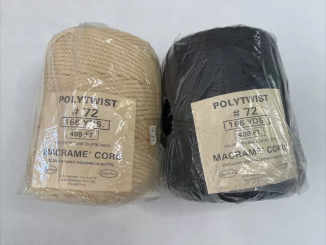 Vintage 2 Deco Polytwist Polypropylene Cord Macrame/Crafts USA Cream/Black
