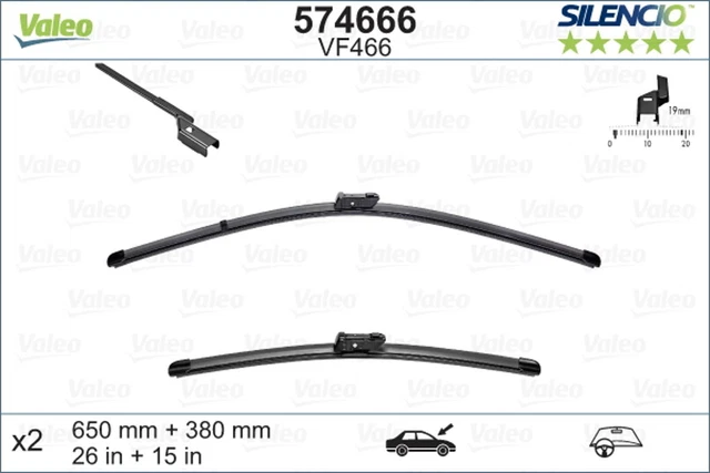 Wischblatt Scheibenwischer SILENCIO FLAT BLADE SET VALEO 574666 650 für FORD CCN