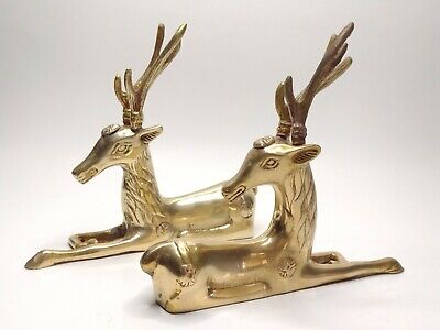 Vintage Leonard Silver Mfg. Co. Solid Brass Collection Reindeer Figurines Korea