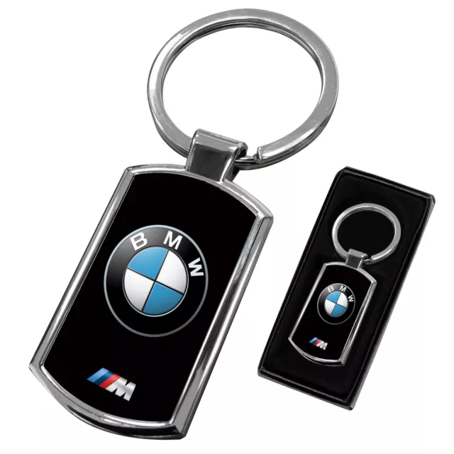 BMW LOGO KEYRING M series black METAL KEY CHAIN RING FOB CHROME NEW