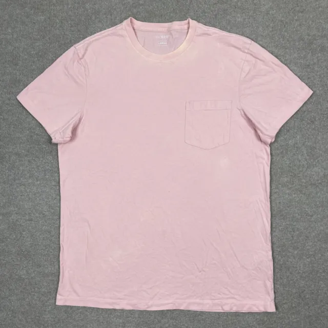 J Crew T Shirt Men's Size L Pink Pocket Tee Short Sleeve Slim Washed Adult