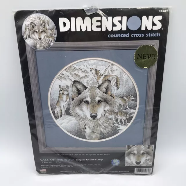 Dimensions CALL OF THE WOLF Counted Cross Stitch Kit 35084 Diana Casey 2002 Gray