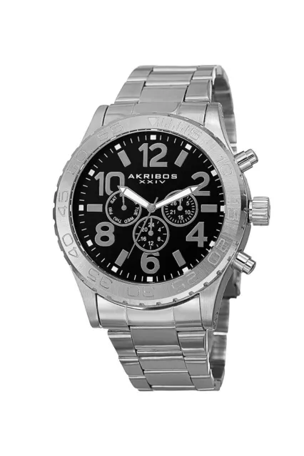 NEW Akribos XXIV AK763SSB Men's Grandiose Swiss Steel Classy Watch chronograph