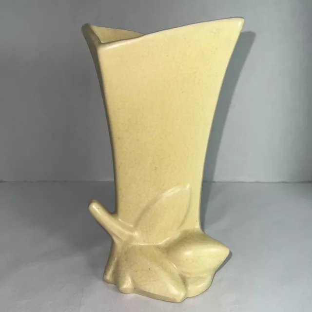 Vintage Nelson McCoy Art Pottery 8"  Lily Bud Line Vase Planter Matte Yellow