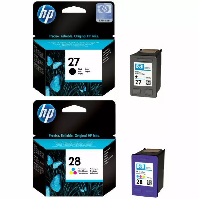 Genuine HP 27 Black and 28 Tri-colour Ink Cartridge C8727AE C8728AE VAT Included