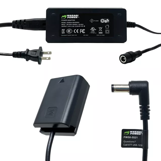 Wasabi Power DC Coupler with AC Power Adapter for Sony NP-FW50 (AC-PW20)