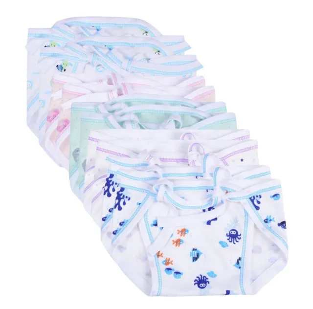 New Born Washable Reusable Cotton Cloth Diapers, Nappies, 0-6 Months- Pack of 10