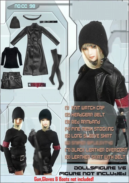 A4-8 DOLLSFIGURE 1/6 Scale CC98 Female Soldier Black Leather Suit Model ...
