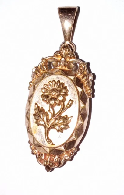 Pendentif Reliquaire Antique Or 18k Avec Mèche De Cheveux - Circa 1900 - Collier Mi-long