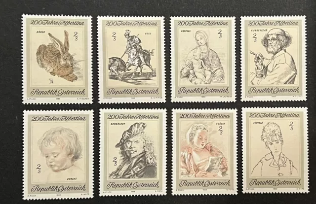 Travelstamps: Austria Stamps Scott #846-853 Etchings Complete Set MNH OG