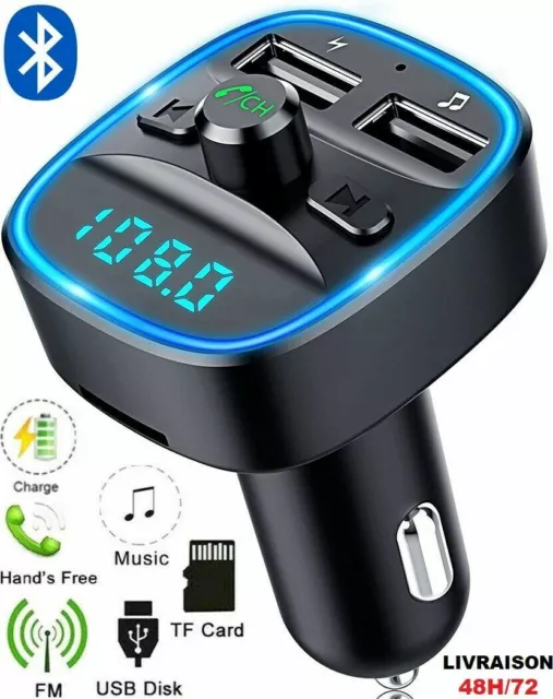 Transmetteur FM sans fil Bluetooth 5.0 Adaptateur MP3 Kit voiture Chargeur USB