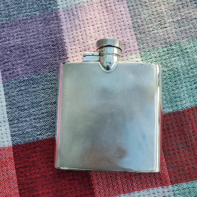 Solid Silver Curved Hip Flask Birmingham 1912 (e)