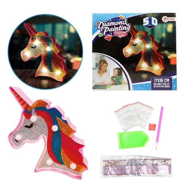 Diamond Painting Set Diamant Malerei   Lampe mit 5 LEDS Einhorn