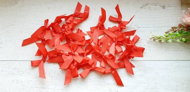 25 Stück/Set - Rotes Band Satinschleifen (4 cm) - Zum Selbermachen Handwerk Dekoration - Geschenkverpackung