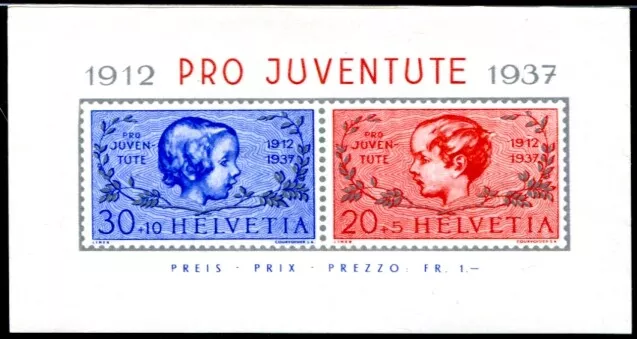 Schweiz 1937 Block3 ** Postfrisch Pro Juventute (I1608