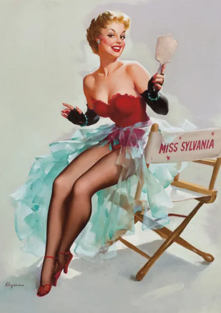 Retro Gil Elvgren Pinup Girl A2 size 42x59.4cm Canvas ART Print Poster Unframed