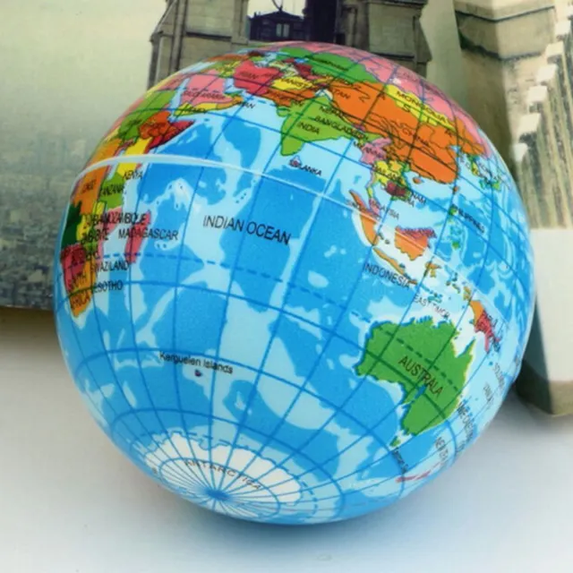 World Map Earth Globe  Squeeze Foam Ball Hand Wrist Exercise Stre-FY