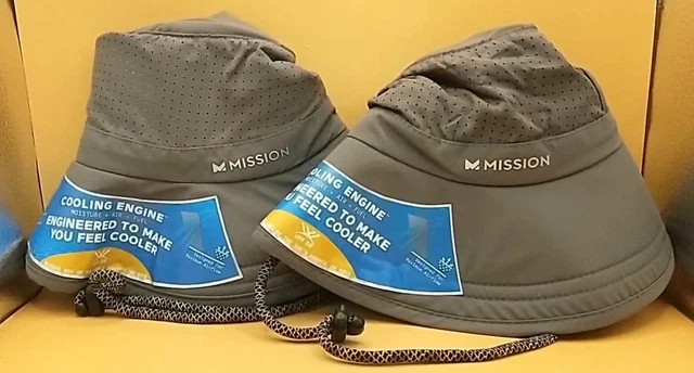 MISSION Cooling Booney Hat UPF 50 3” Brim Mesh Cools When Wet (Charcoal) 2-PACK