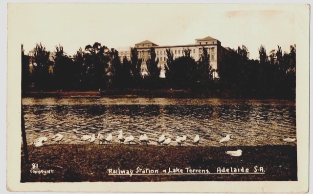 Vintage Postcard 1930 Photo of Railway Station and Lake Torrens in Adelaide SA.