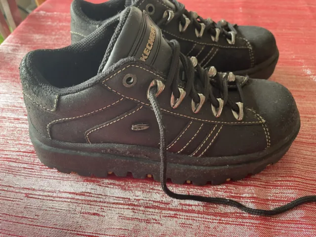 Skechers Jammers Vintage Y2K Chunky Platform Womens Shoes Size 6.5 Black leather