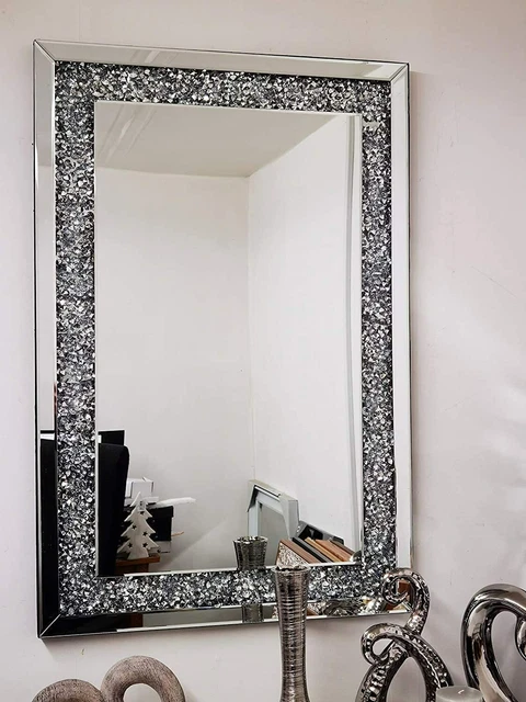 New wide strip Crushed jewel wall mirror loose diamante home decor mirror gift