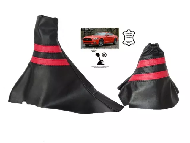 Schaltsack Handbremsmanchette Fur Ford Mustang 2015-19 Leder Streifen Rot