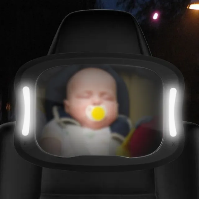 Backseat Baby Rearview Mirror With LED Light Kid Viewing Remote Control