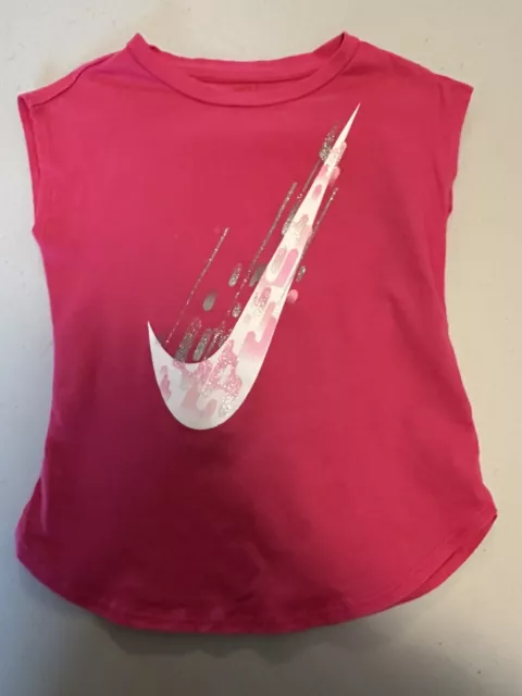 Nike Girls Size 6x Athletic Cut Pink The Nike Tee Tank Shirt