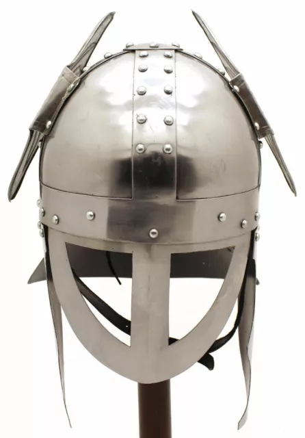 Medieval Warrior Brand 20G Steel Winged Viking Helmet Halloween 2