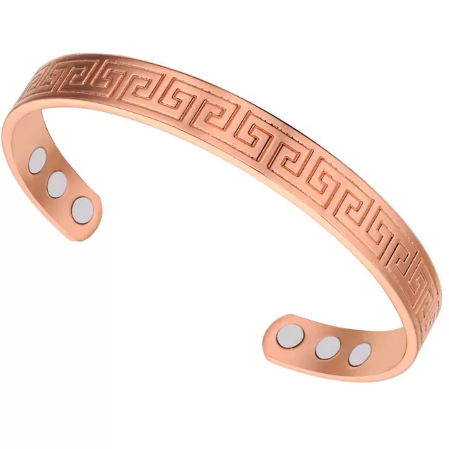 Copper Magnetic Greek Bracelet Magnets Pain Arthritis Cuff Bangle Wristband