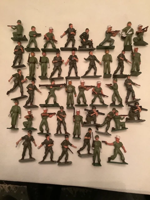 Figurines Starlux - Parachutistes Français Années 60 - Soldats Vintage Plastique