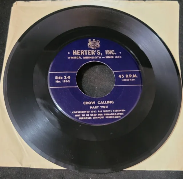 HERTER'S CROW Calling 45 RPM 7" Vinal LP Album Record @8