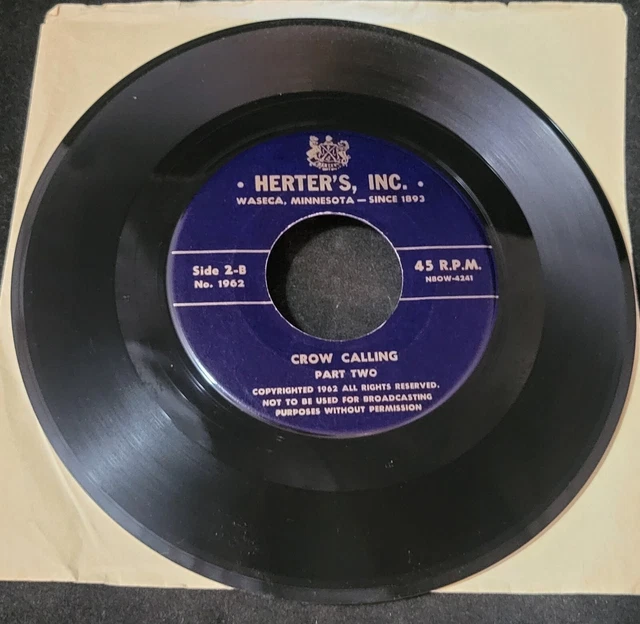 HERTER'S CROW Calling 45 RPM 7" Vinal LP Album Record @8 HERTER'S CROW Calling 45 RPM 7" Vinal LP Album Record @8