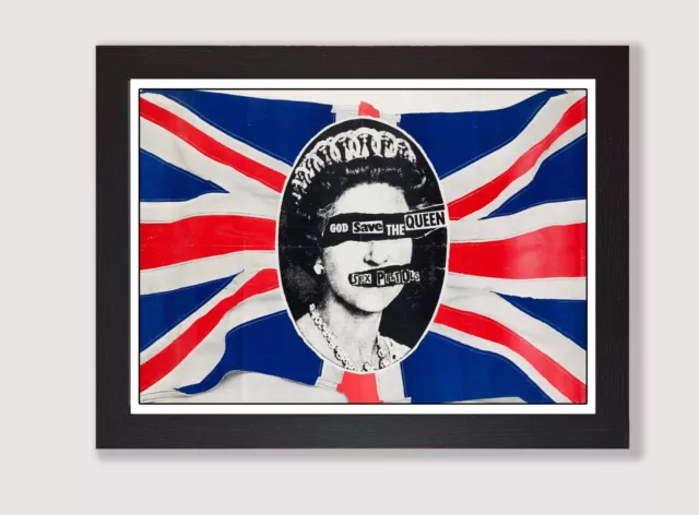 Framed Sex Pistols God Save the Queen Promo Poster Reproduction Print Punk Rock